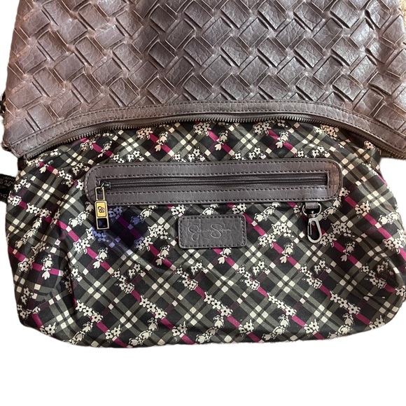 JESSICA SIMPSON Taupe Grey Woven Bag Purse - Picture 6 of 9